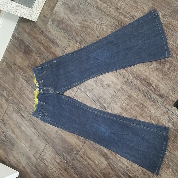 Miss me low waisted patterned waistband flare jeans - Picture 1 of 3